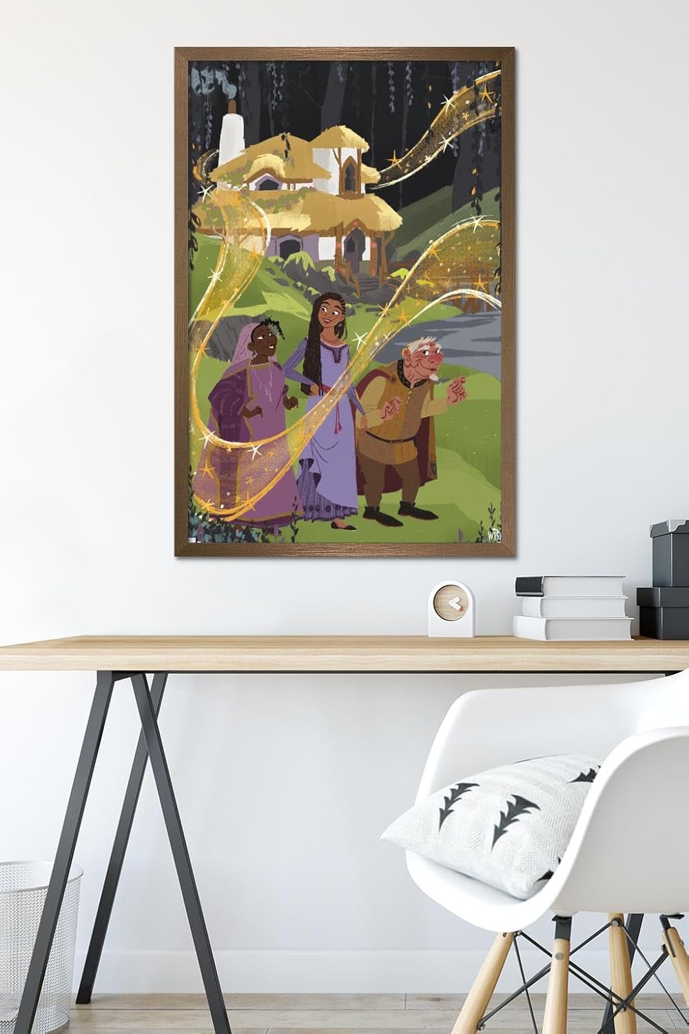 Trends International Disney Wish – Póster de collage 1 (familiar), póster de pared, 22.37 x 34.00 pulgadas, versión enmarcada en bronce