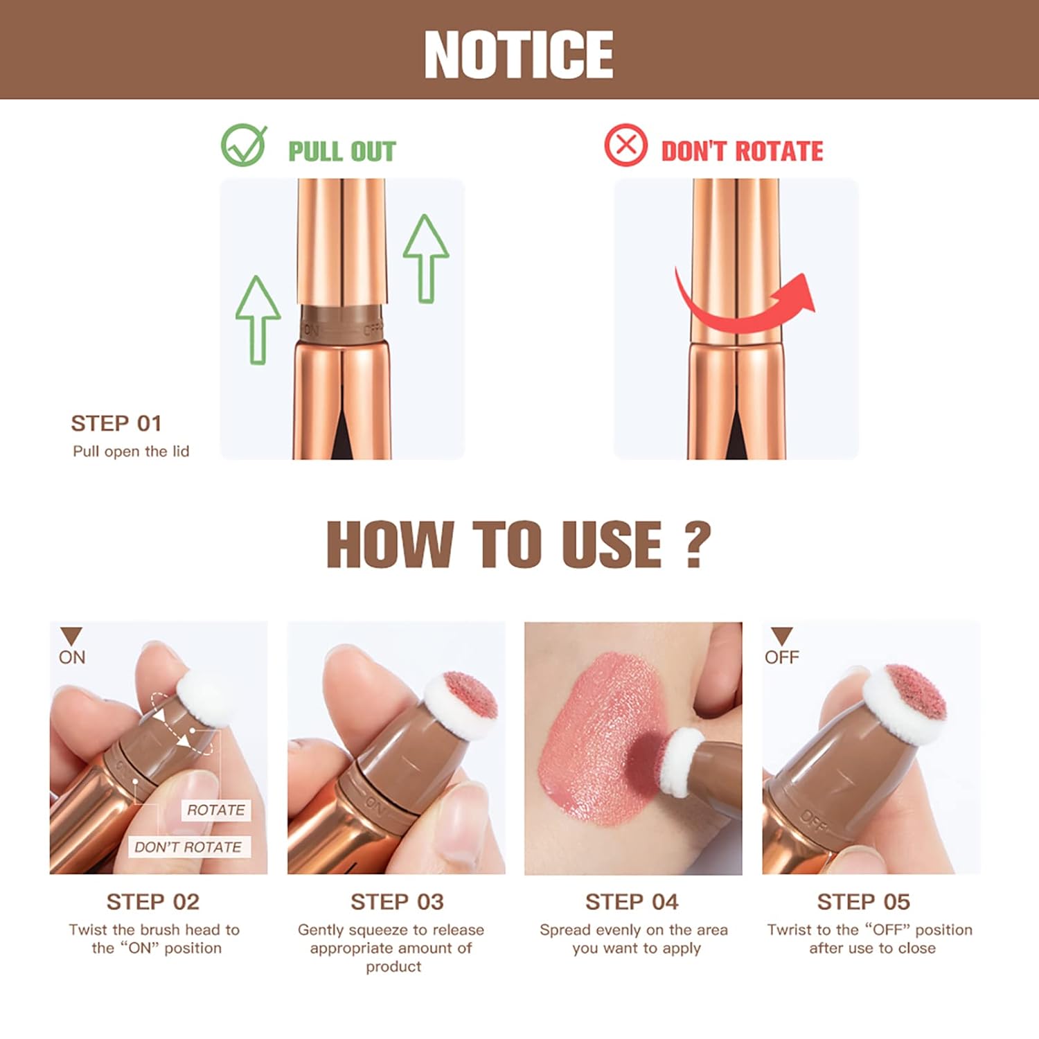 Varita de belleza Liquid Blush, rubor en crema mate con aplicador de cojín, rubor suave y sedoso en barra para mejillas y labios, maquillaje de