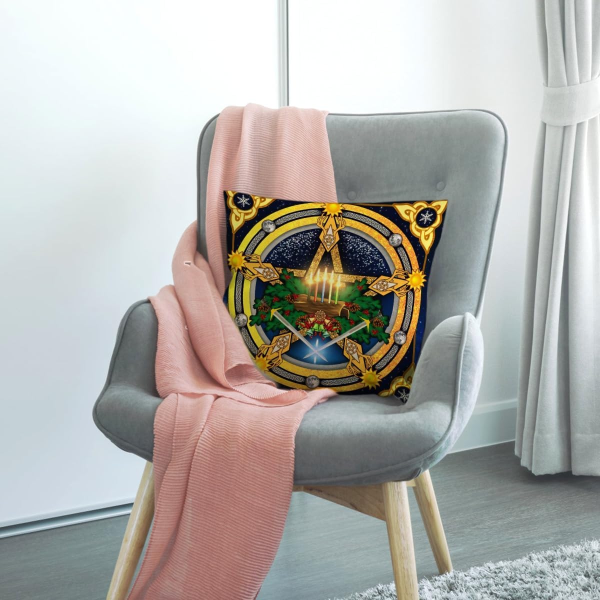 Nepnuser Yule – Juego de 2 fundas de almohada de 18 x 18 pulgadas, decoración pagana de Navidad, solsticio de invierno, vacaciones, para cama, sofá