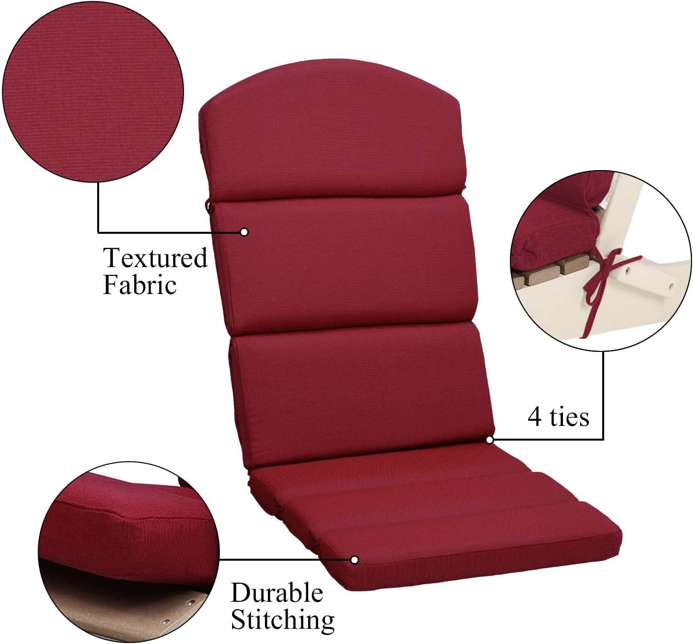BPS Olifen – Juego de 2 cojines para sillas de patio, cojines de respaldo alto para patio con lazos, 52 x 20 x 2.75 pulgadas, funda de tela Olifen