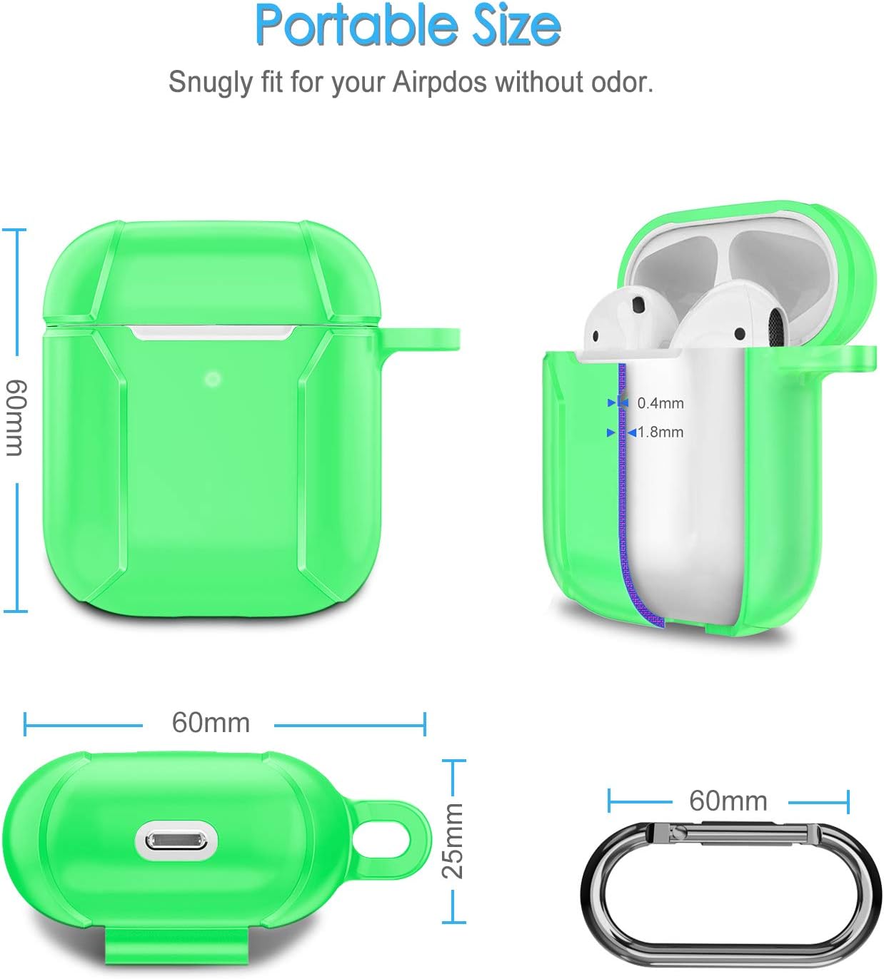 Fintie Funda para AirPods 2 y 1, funda protectora de silicona de alta calidad a prueba de golpes con llavero LED frontal visible compatible con
