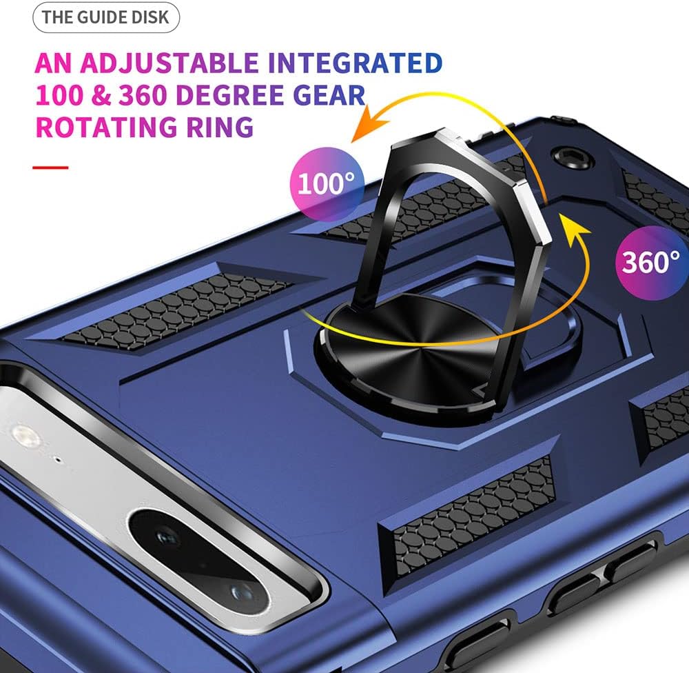 Funda para Pixel 7a, Google Pixel 7A con protector de pantalla HD, grado militar de 16 pies a prueba de caídas, anillo protector a prueba de golpes