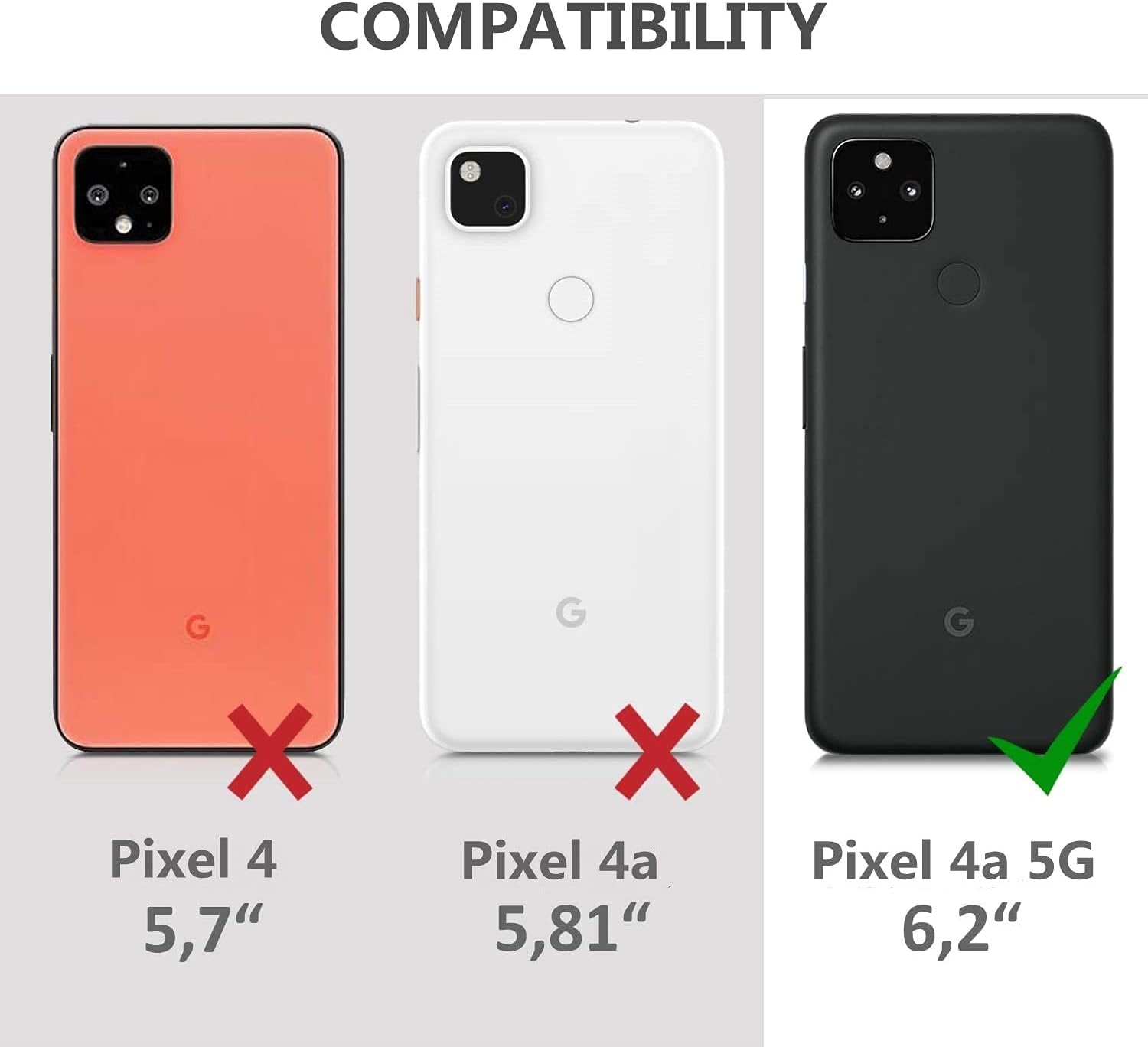 iCoverCase Funda tipo cartera para Google Pixel 4a 5G con soporte para tarjetas, función atril, funda de piel sintética con cordón ajustable para