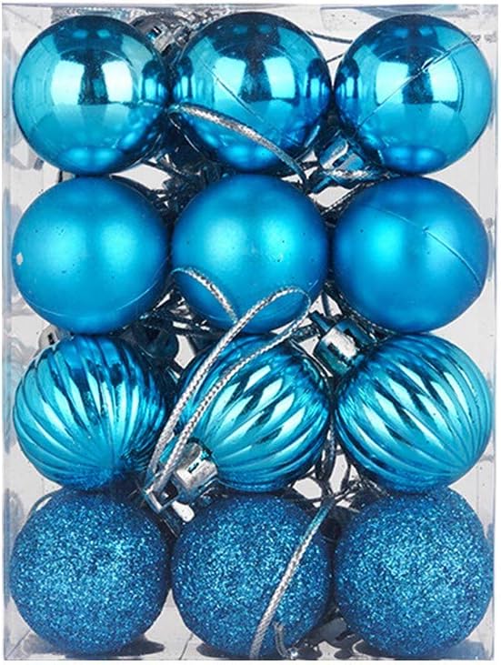 Bolas de Navidad adornos 2023 para árbol de Navidad, adornos colgantes para fiesta en el hogar, 24 unidades1.2 in para decoración de fiestas (azul