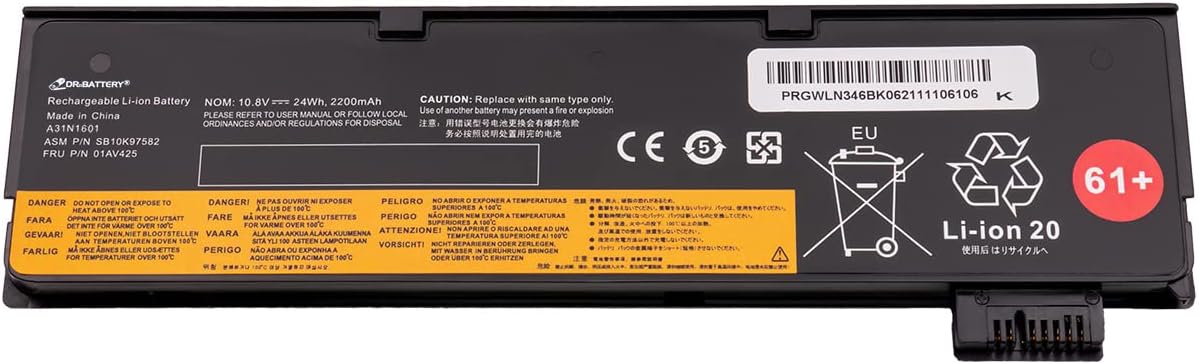 01AV452 01AV424 01AV490 Batería compatible con Lenovo ThinkPad T470 T480 T570 T580 P51S P52S A475 A485 TP25 SB10K97580 SB10K97579 SB10K9759 7