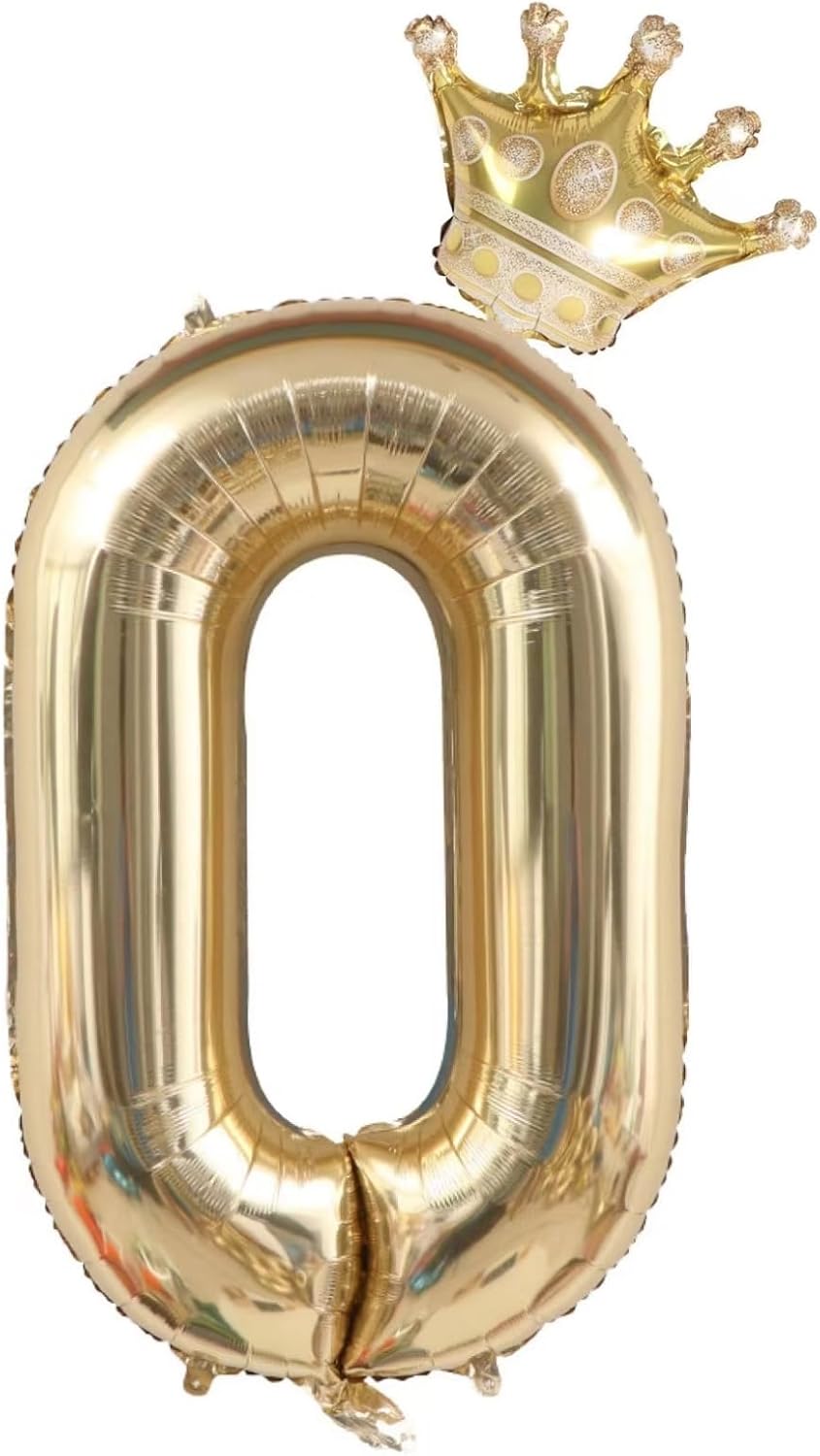Juego de globos del número 0 de oro blanco de 40 pulgadas, decoraciones de fiesta de cumpleaños. (0)