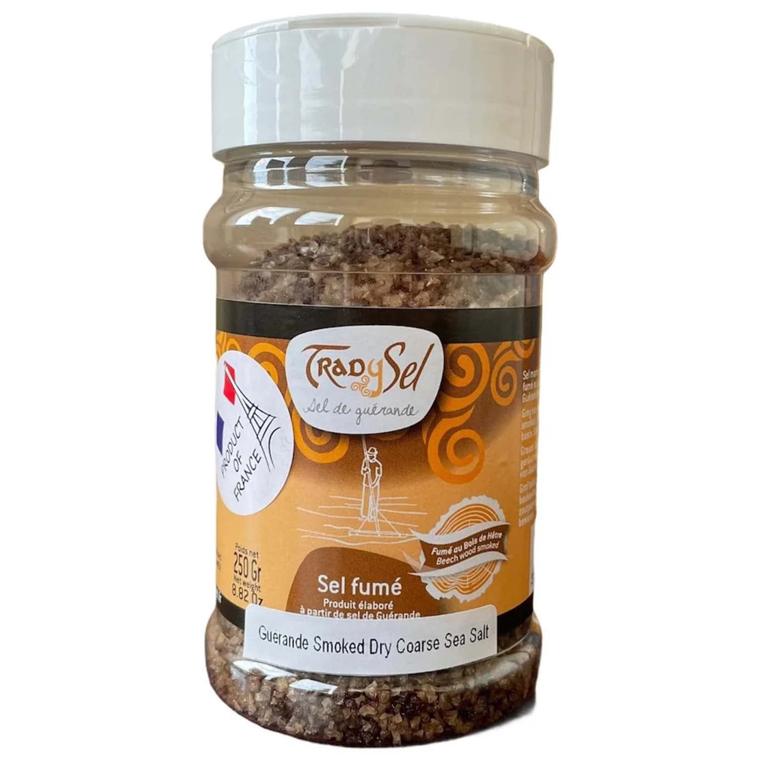 Tradysel Guerande – Sal marina gruesa seca ahumada, color gris, sal de haya ahumada, madera ahumada, paquete de 1 unidad