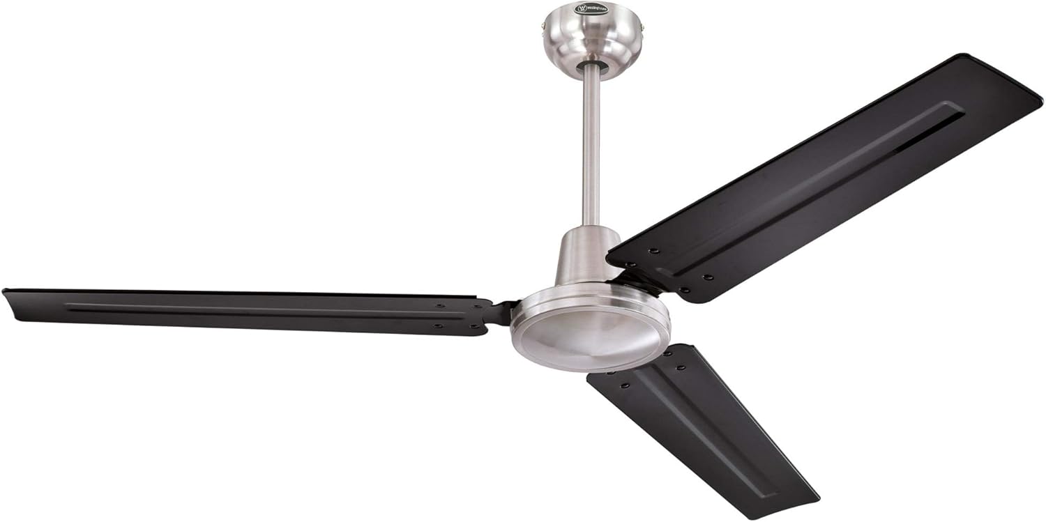 Westinghouse Lighting 7238300 Jax, ventilador de techo de estilo industrial moderno con control remoto, 56 pulgadas, acabado de níquel cepillado, Bn