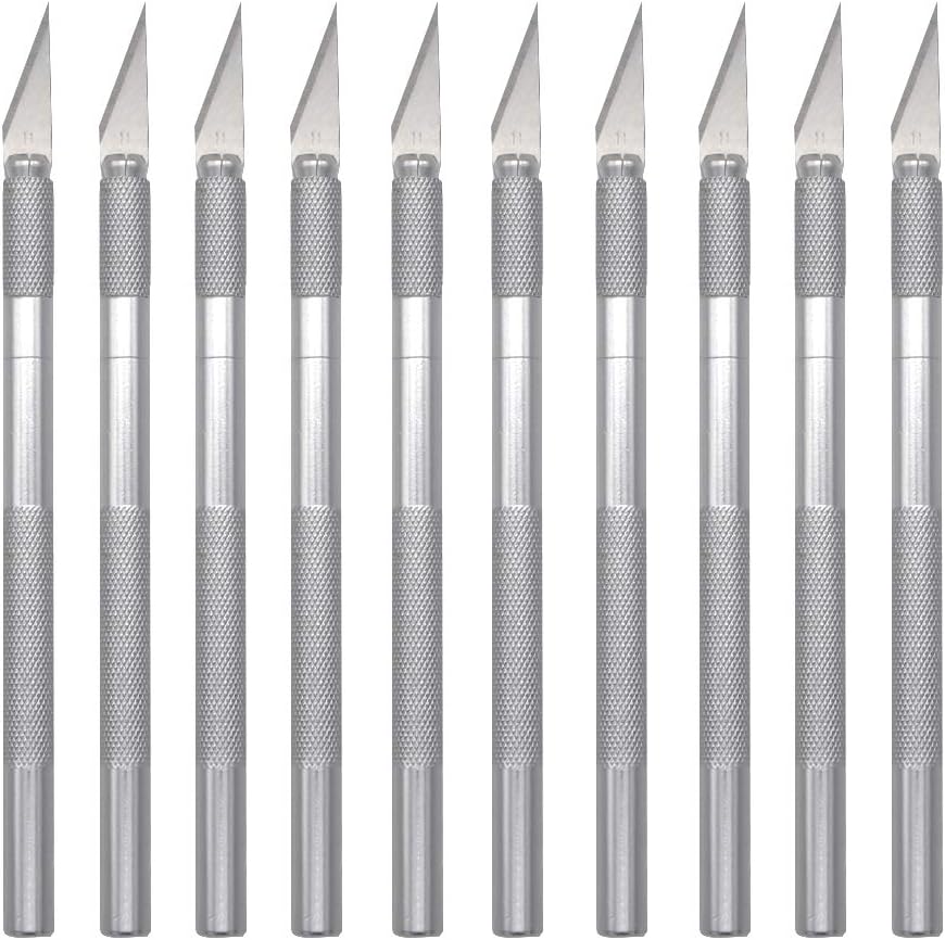 10 cuchillos de corte de precisión, cuchillo profesional afilado con tapa de seguridad para arte, tela, metal fino, papel