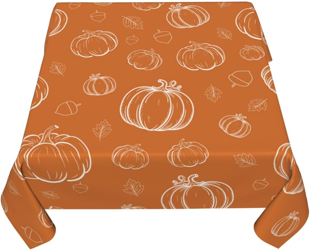 AGAYNA Mantel cuadrado de otoño de 54 x 54 pulgadas, calabazas blancas naranja quemado, mantel de poliéster resistente a las manchas, mantel de