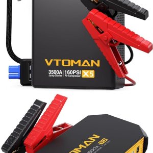 VTOMAN Arrancador de salto X5 con compresor de aire, 3500 A portátil de batería de coche (hasta 9L de gasolina8L motores diésel) con inflador VTOMAN Arrancador de salto X5 con compresor de aire, 3500 A portátil de batería de coche (hasta 9L de gasolina8L motores diésel) con inflador