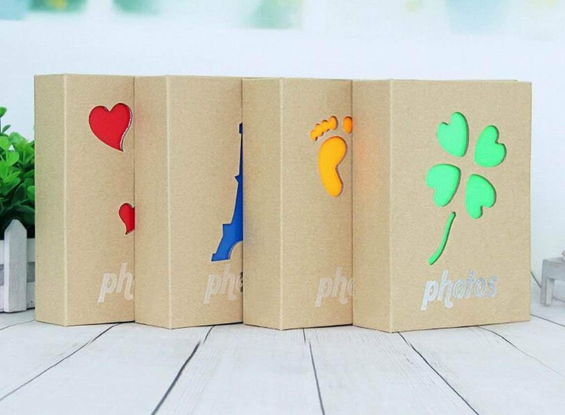 Álbum de fotos con capacidad para 100 bolsillos, 4 x 6 pulgadas, álbum de fotos para niños, álbum de fotos de papel kraft para niños (amor)