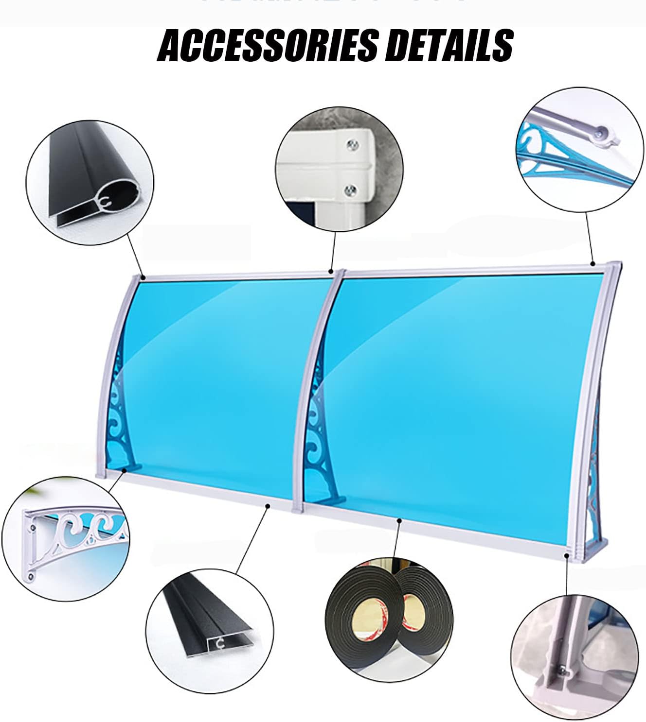 Toldo para ventana, toldos para puertas, toldos para patio, toldos de aluminio para puertas, toldos de puerta de protección contra la lluvia y la