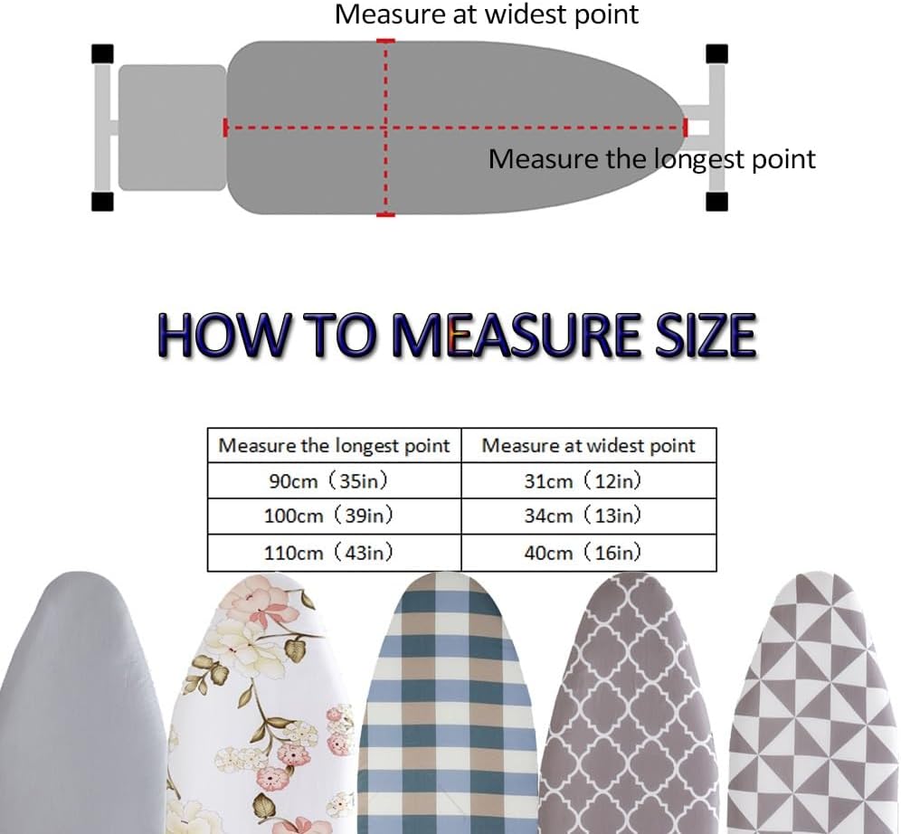JEDAL Cubierta para tabla de planchar, fundas para tabla de planchar tamaño estándar 12×35, 13×39, 13×43, 15×47, funda de hierro natural sin tratar,