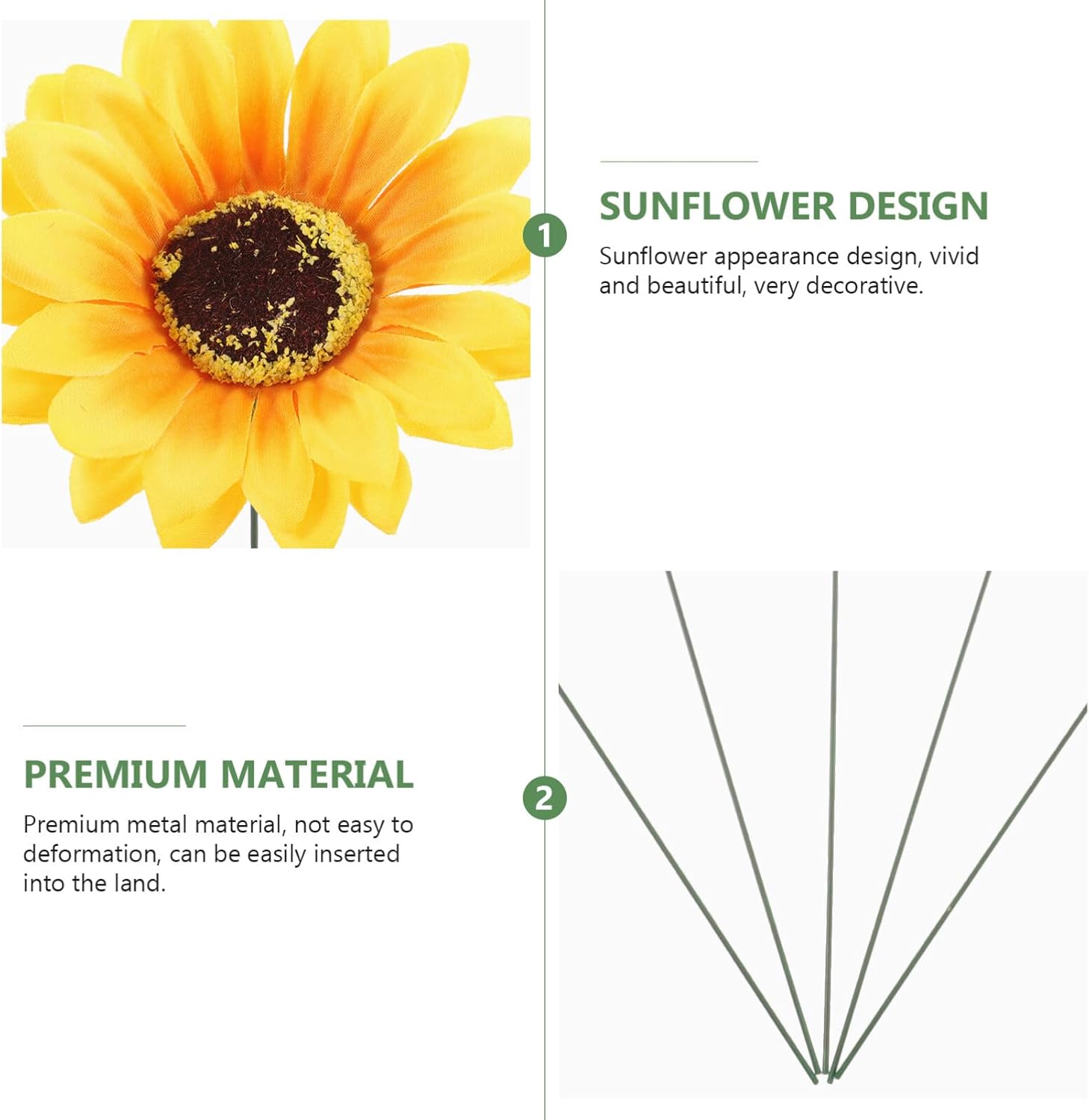 SEWACC Juego de 5 piezas de metal grande con diseño de girasol, decoración de jardín, a prueba de óxido, margarita amarilla, flor de metal, arte