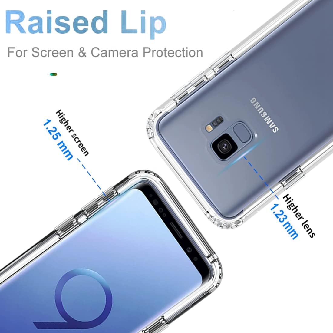 Gufuwo Funda para Galaxy S9, Samsung S9 SM-G960U con protector de pantalla de vidrio templado, transparente 360 protección de cuerpo completo,