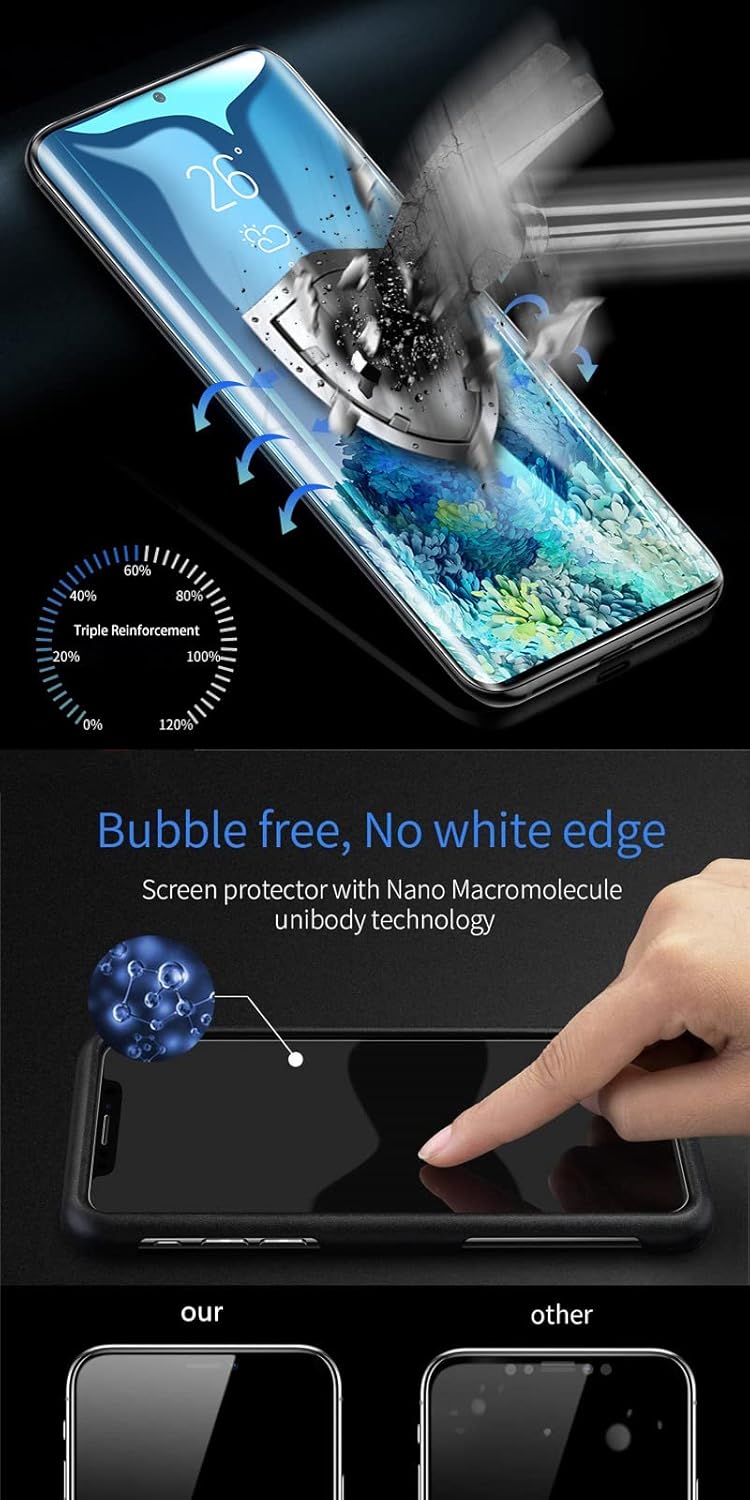 2 piezas de película de vidrio templado curvado 3D para Samsung Galaxy S23 Ultra 5G de 6.8 pulgadas, HD, transparente, sensible al tacto, desbloqueo