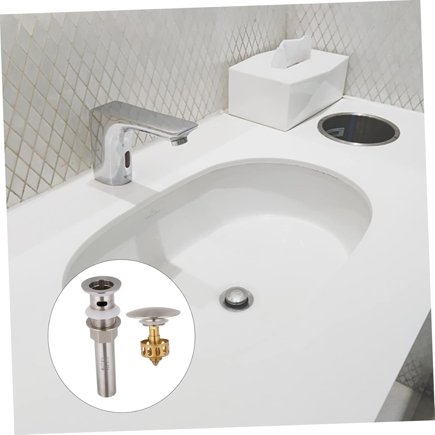 Uonlytech Tapón de drenaje para lavabo de baño, cabeza de hongo, tubo de drenaje, escurridor de rebote, tapón para fregadero de baño, tapón de
