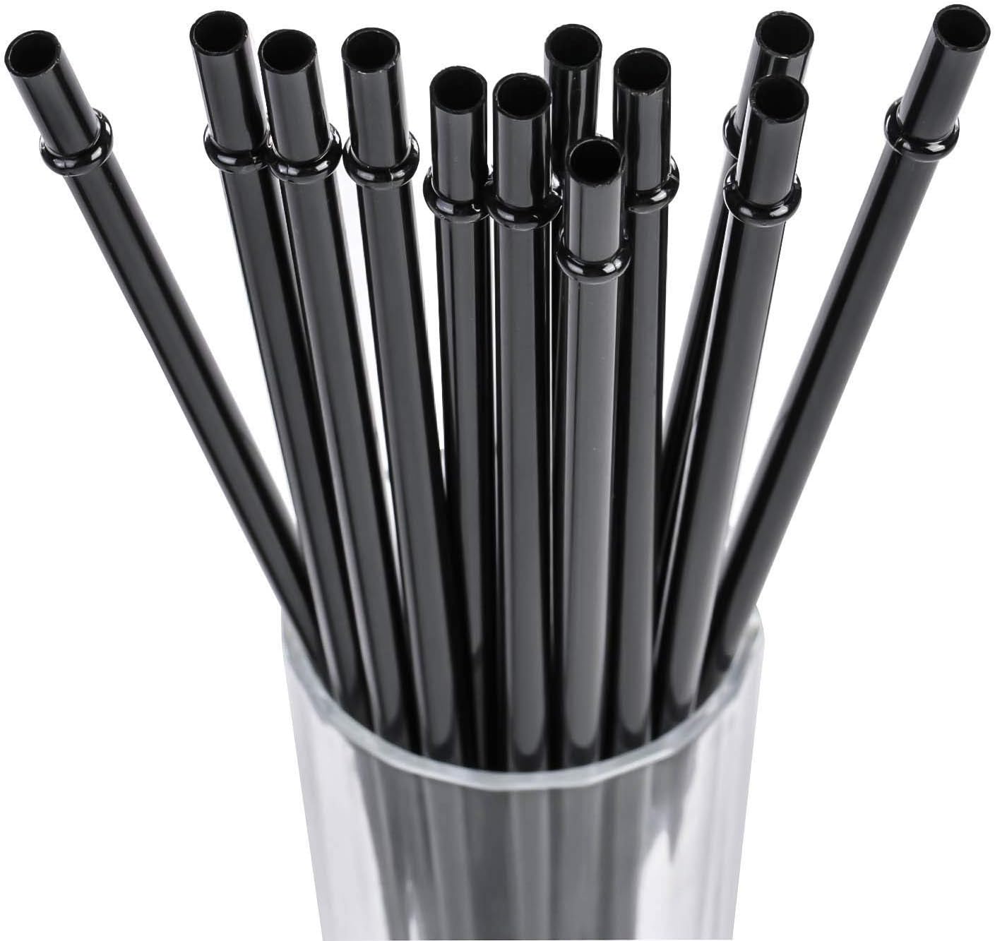 DAKOUFISH Pajitas de plástico reutilizables negras de 6 pulgadas, 7 pulgadas, 8 pulgadas, 9 pulgadas, 10 pulgadas, 11 pulgadas, para frascosvasos de