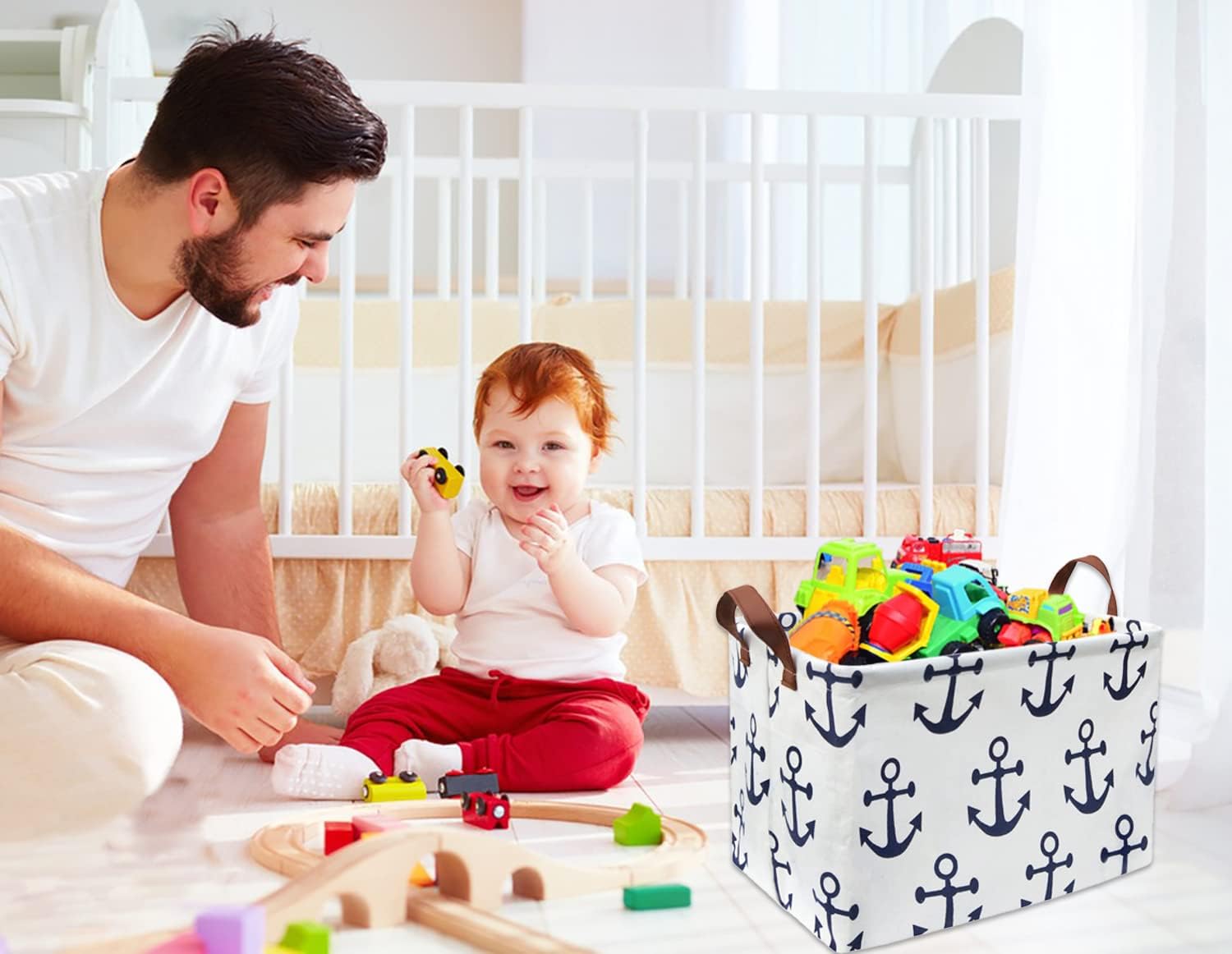HIYAGON- Caja rectangular de almacenamiento, canasta para bebés, niños y mascotas, de tela, plegable, para organizar juguetes, canasta de cuarto de