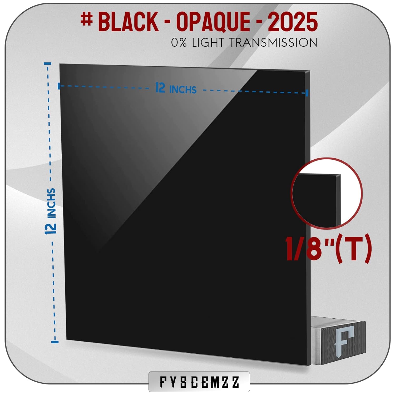 FYSCEMZZ 18″ x 12″ x 12″ – Hoja acrílica de plexiglás negro – 2 unidades