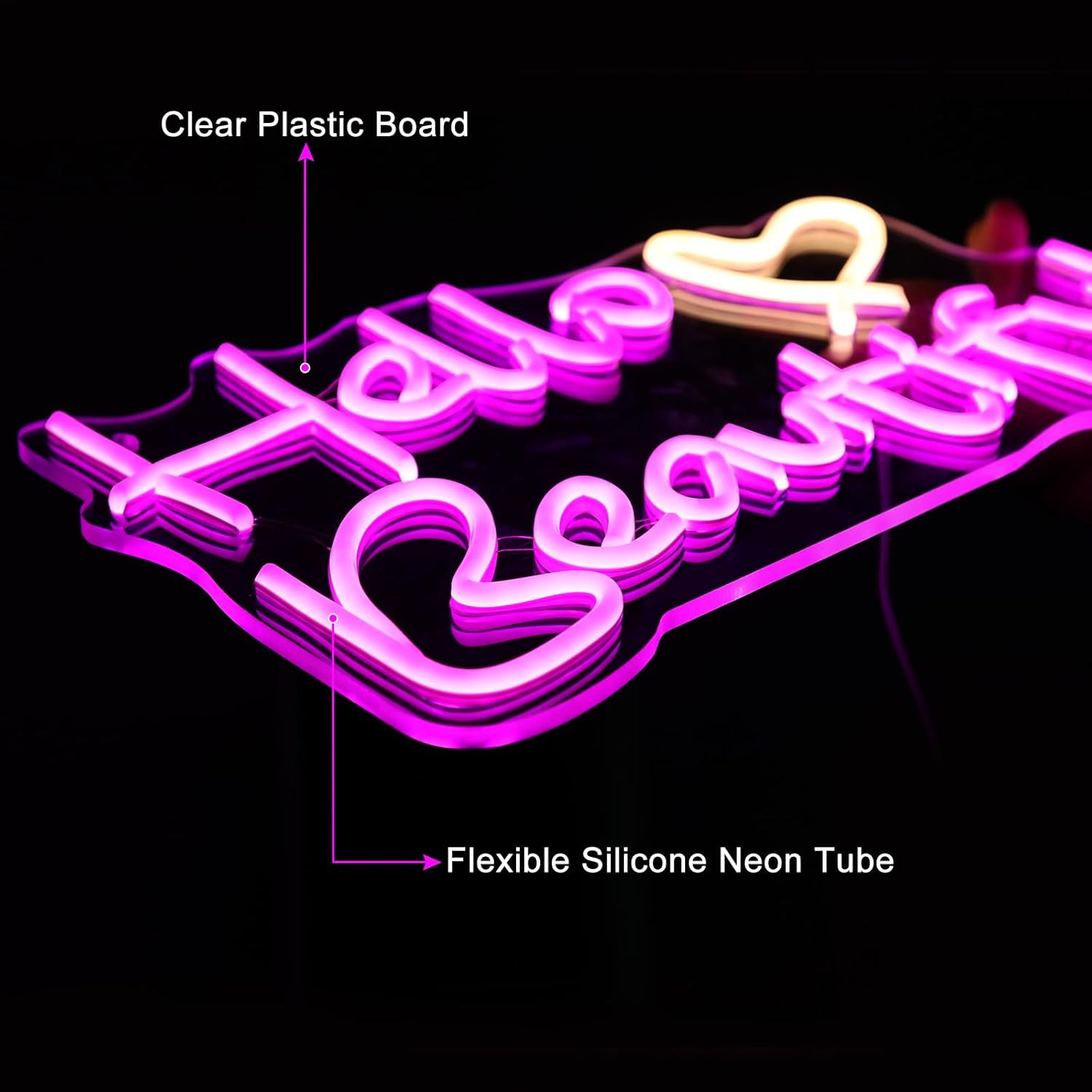 Neonawall Letreros de neón con texto en inglés Hello Beautiful, luz LED de neón para decoración de pared para despedida de soltera, cumpleaños,