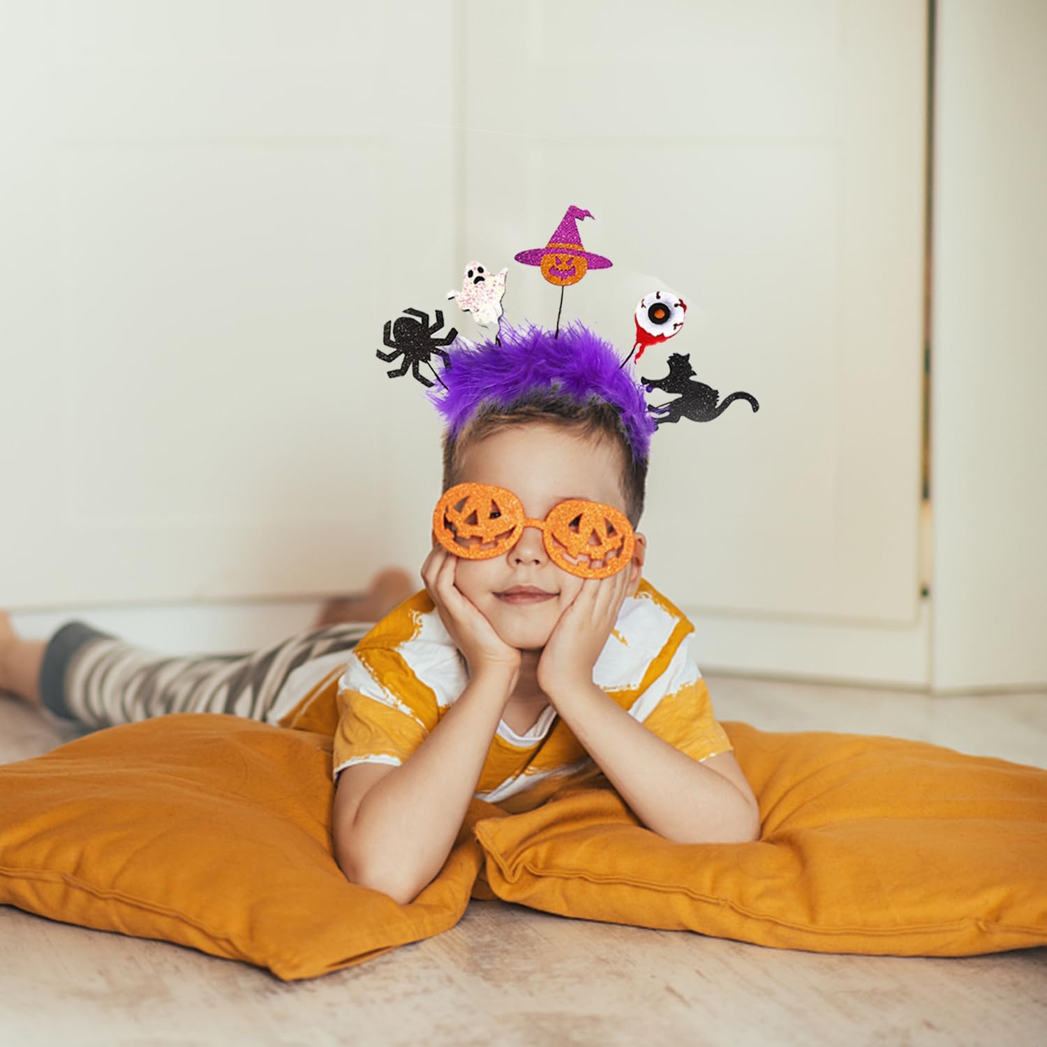 ZEYER Diademas de Halloween a la moda de telaraña, lindo ojo, cabeza de calabaza, calavera y gato, accesorios para el cabello para mujeres y niños,