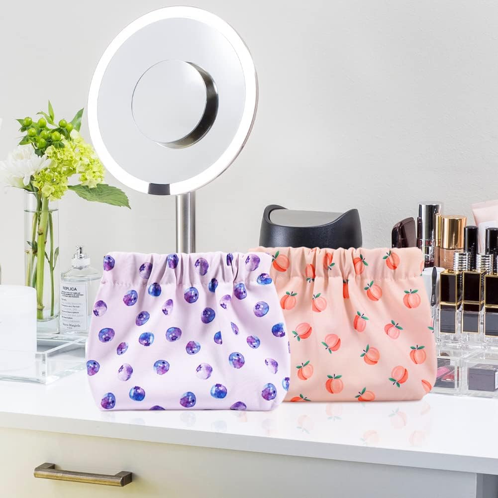 Mini bolsa de maquillaje, 2 bolsas de cosméticos de bolsillo, bolsa de maquillaje floral impresa impermeable, bolsa de maquillaje pequeña para