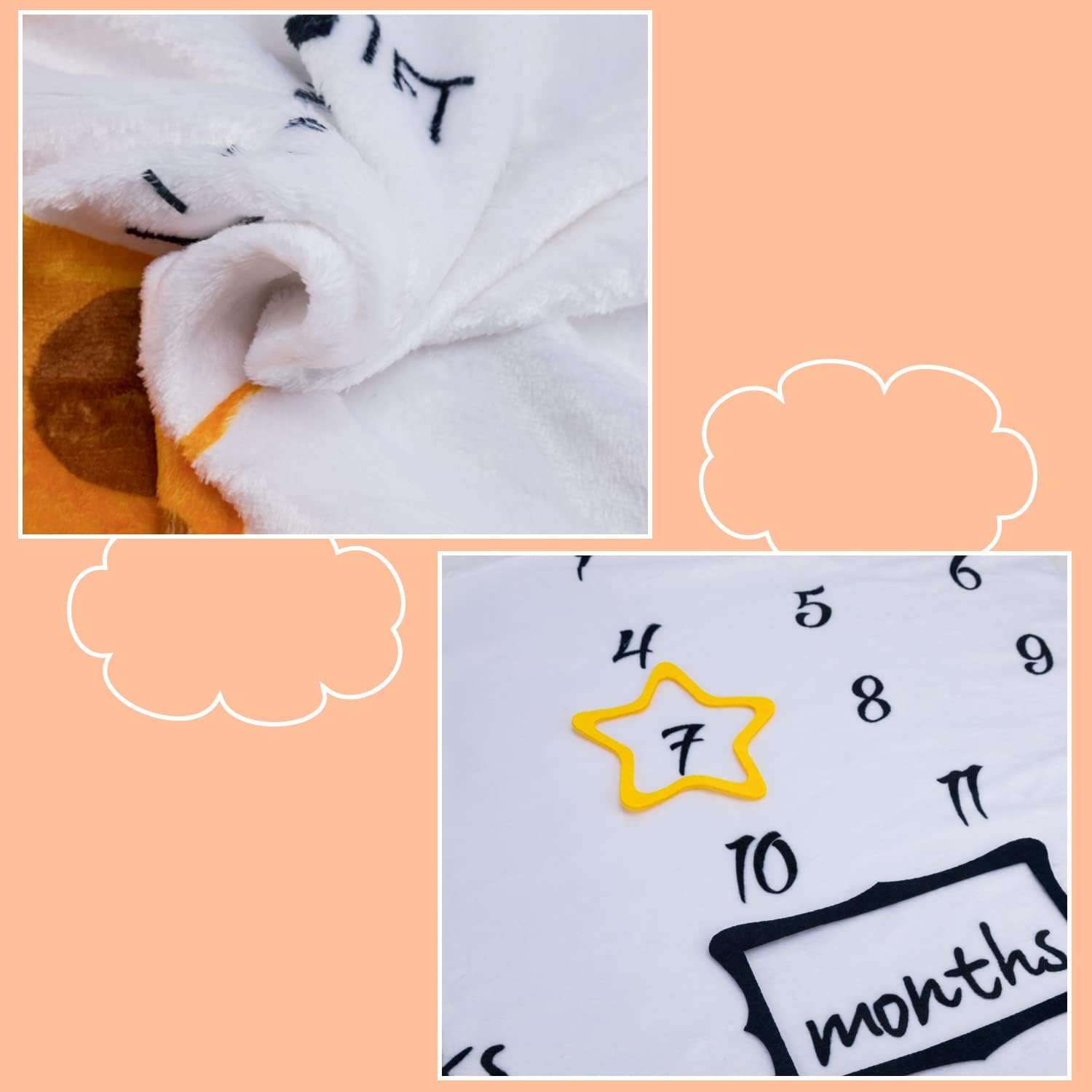 Manta de hitos para recién nacidos, manta de jirafas de 60 x 40 pulgadas, para regalos de baby shower, calendario de primer año, tabla de crecimiento