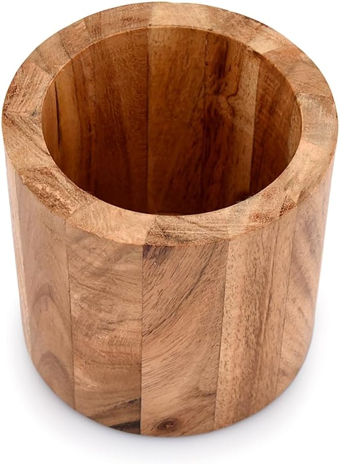 Soporte para cepillos de dientes de madera de acacia para baño para cepillo de dientes, pasta de dientes, bolígrafos, soporte para brochas de