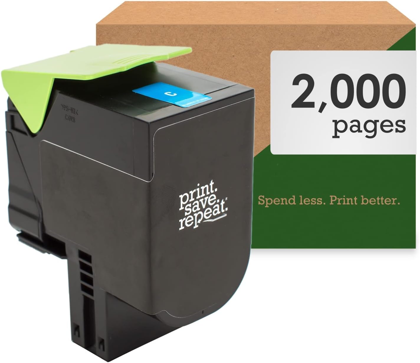 Print.Save.Repeat. Lexmark 801SC Cartucho de tóner remanufacturado cian para impresora láser CX310, CX410, CX510 2,000 páginas