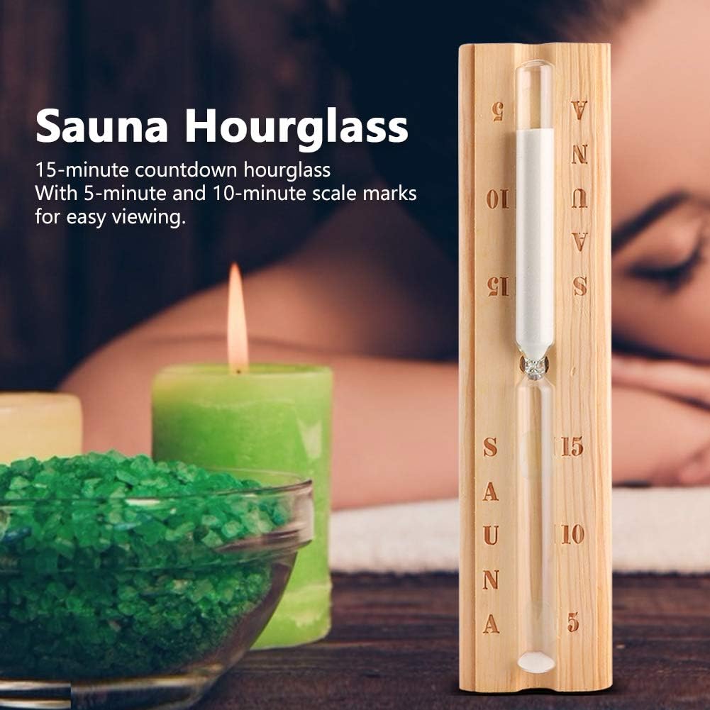 Fydun Reloj de arena de madera para sauna de 15 minutos, temporizador de arena, reloj de cuenta regresiva, accesorio para sauna y sala de spa para