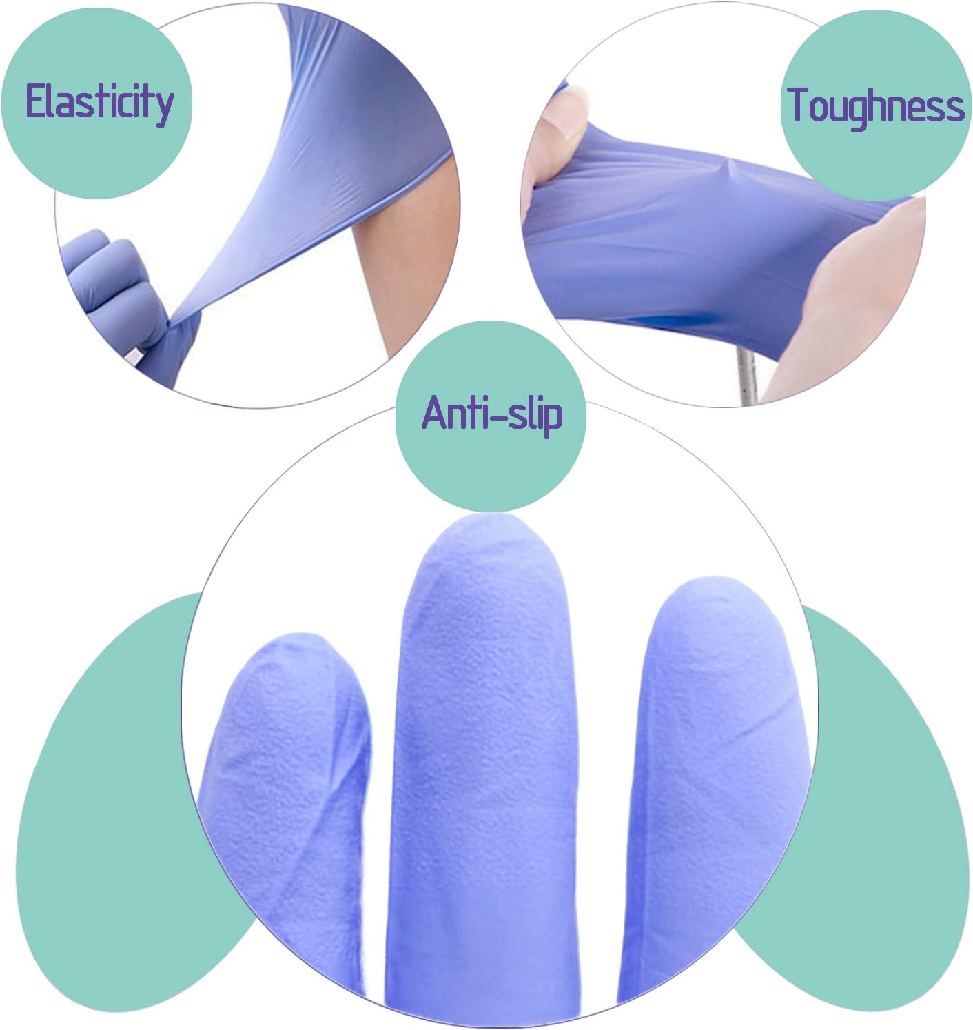 Dr.GreenPanda Guantes azules de nitrilo para examen médico para atención médica, preparación de alimentos, cocina, limpieza, multiusos, sin látex y