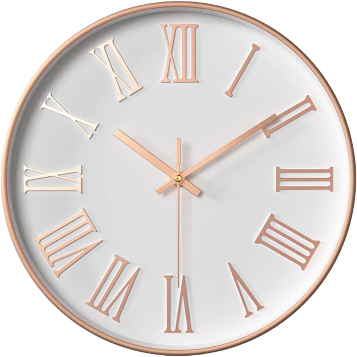 Reloj de pared 12 pulgadas sin tictac reloj de pared silencioso redondo moderno simple reloj de pared con números romanos grandes y vidrio HD para