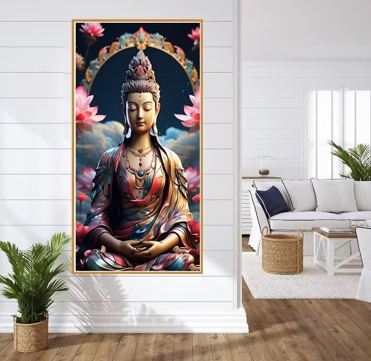 Pintura artística de diamantes zen, flor de pintura de diamante grande, kits de arte de diamantes 5D para adultos, kit de bordado de mosaico de