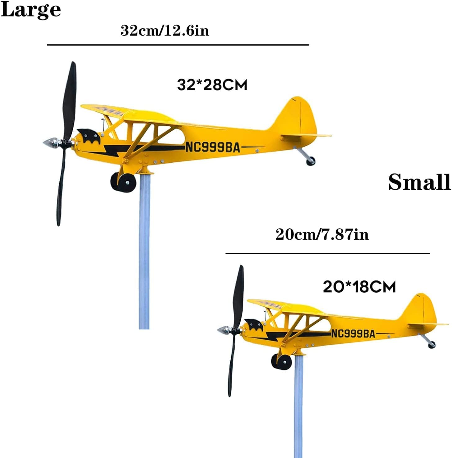 Piper J3 Cub Airplane – Veleta de viento 3D única, molino de viento de metal para decoración de jardín, patio, regalos para amantes del vuelo (7.9 x