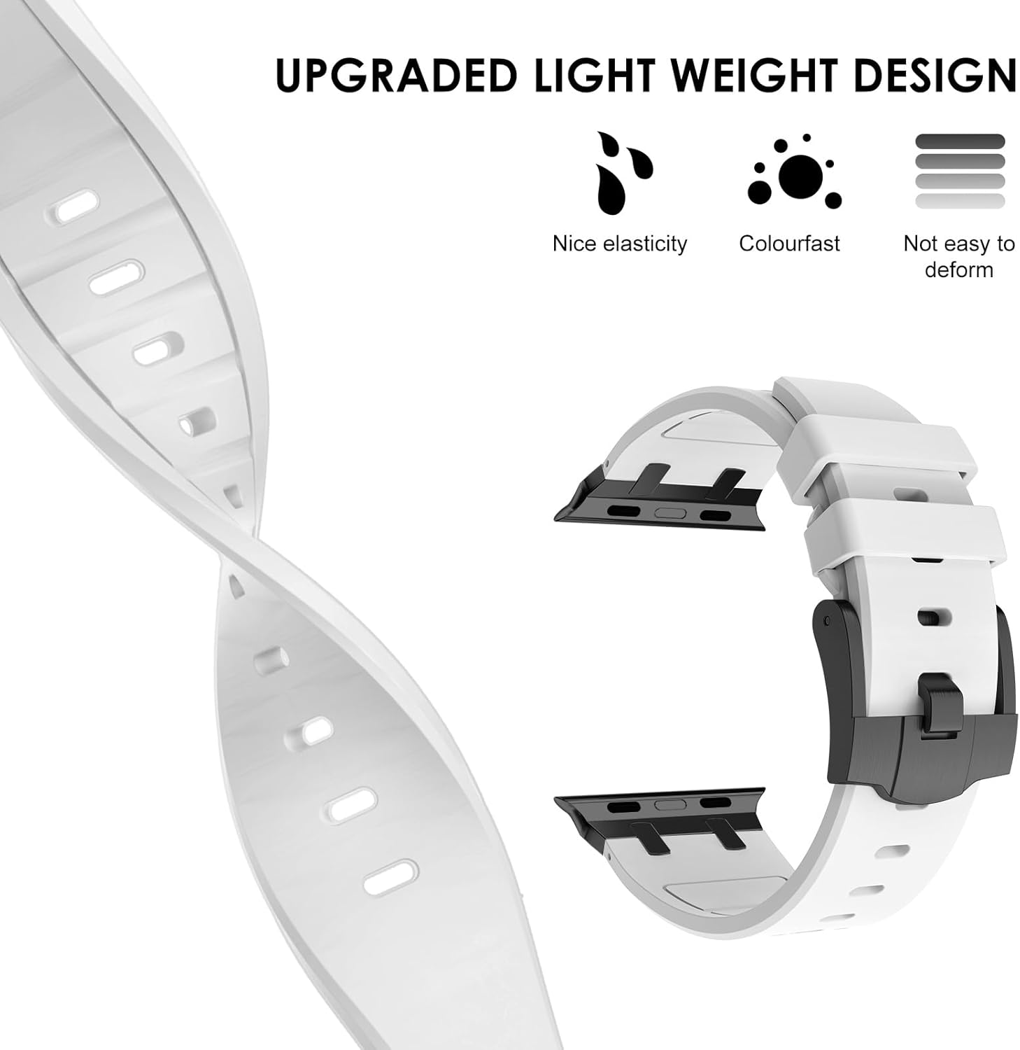 NewWays Correa para Apple Watch de 1.61 pulgadas, 1.57 pulgadas, 1.57 pulgadas, 1.49 pulgadas, banda ancha de goma de silicona líquida deportiva AP