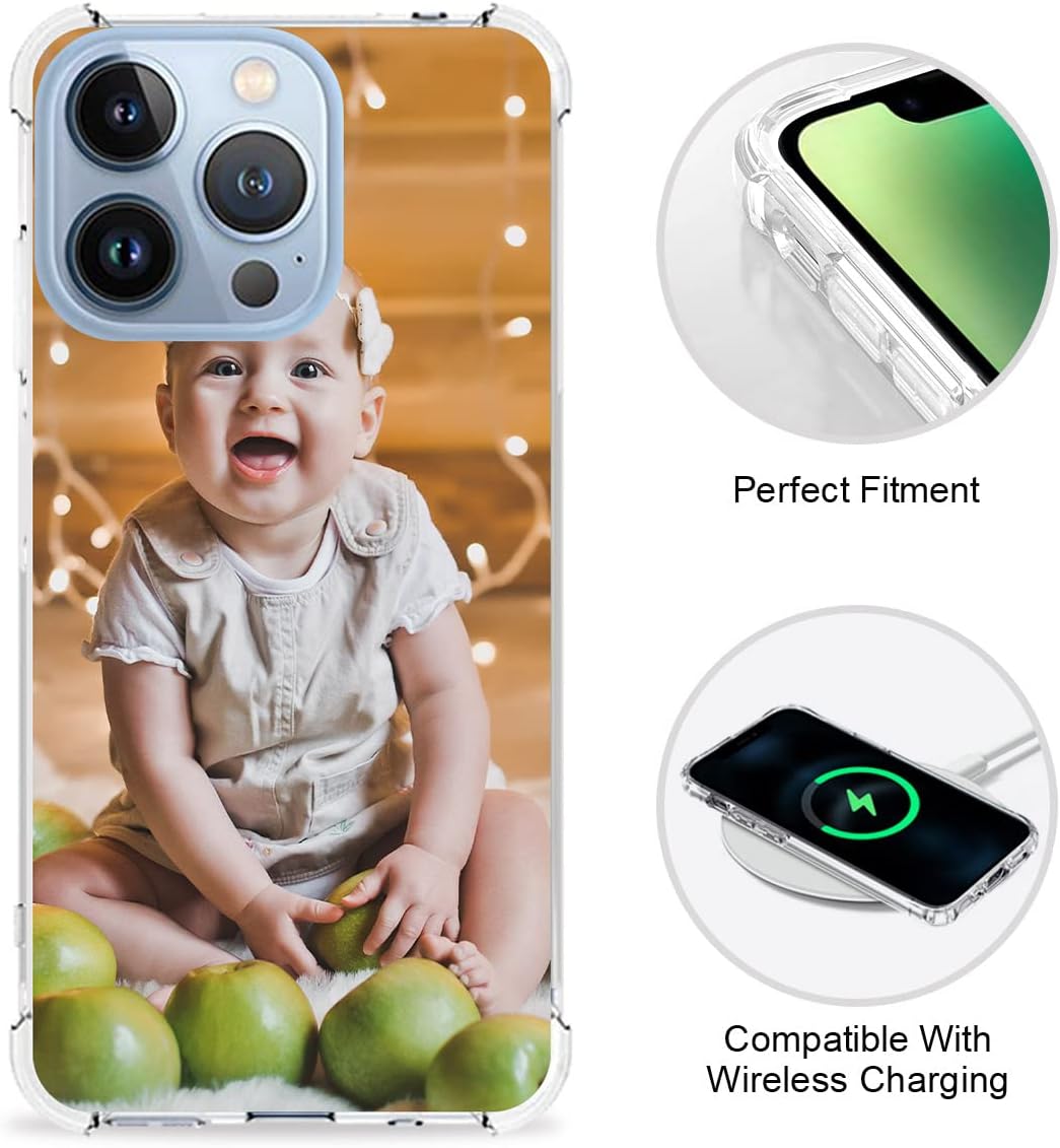 SuSuTiFy Funda de teléfono con foto personalizada para iPhone 13 Pro, cubierta transparente suave de silicona personalizada con imagentexto, regalo