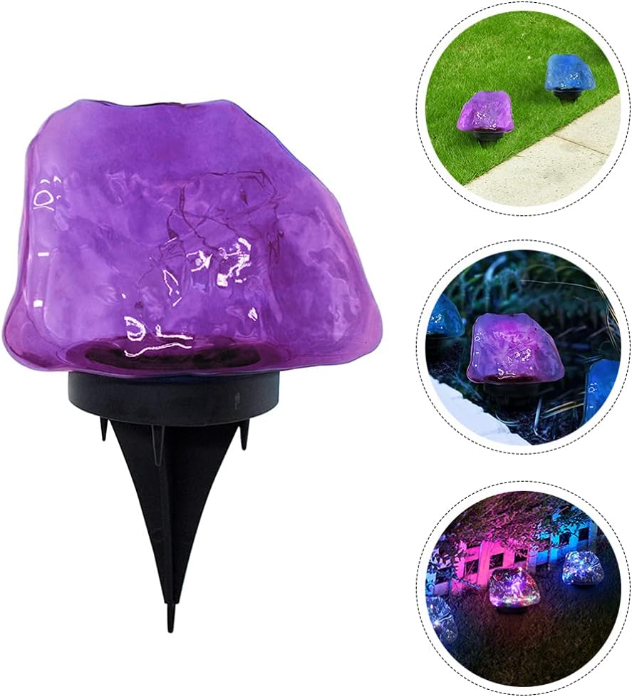 2 piezas de luz solar de piedra de jardín solar paisaje jardín tierra linterna luz patio decorativo LED cálido lámpara luces para camino, pasarela