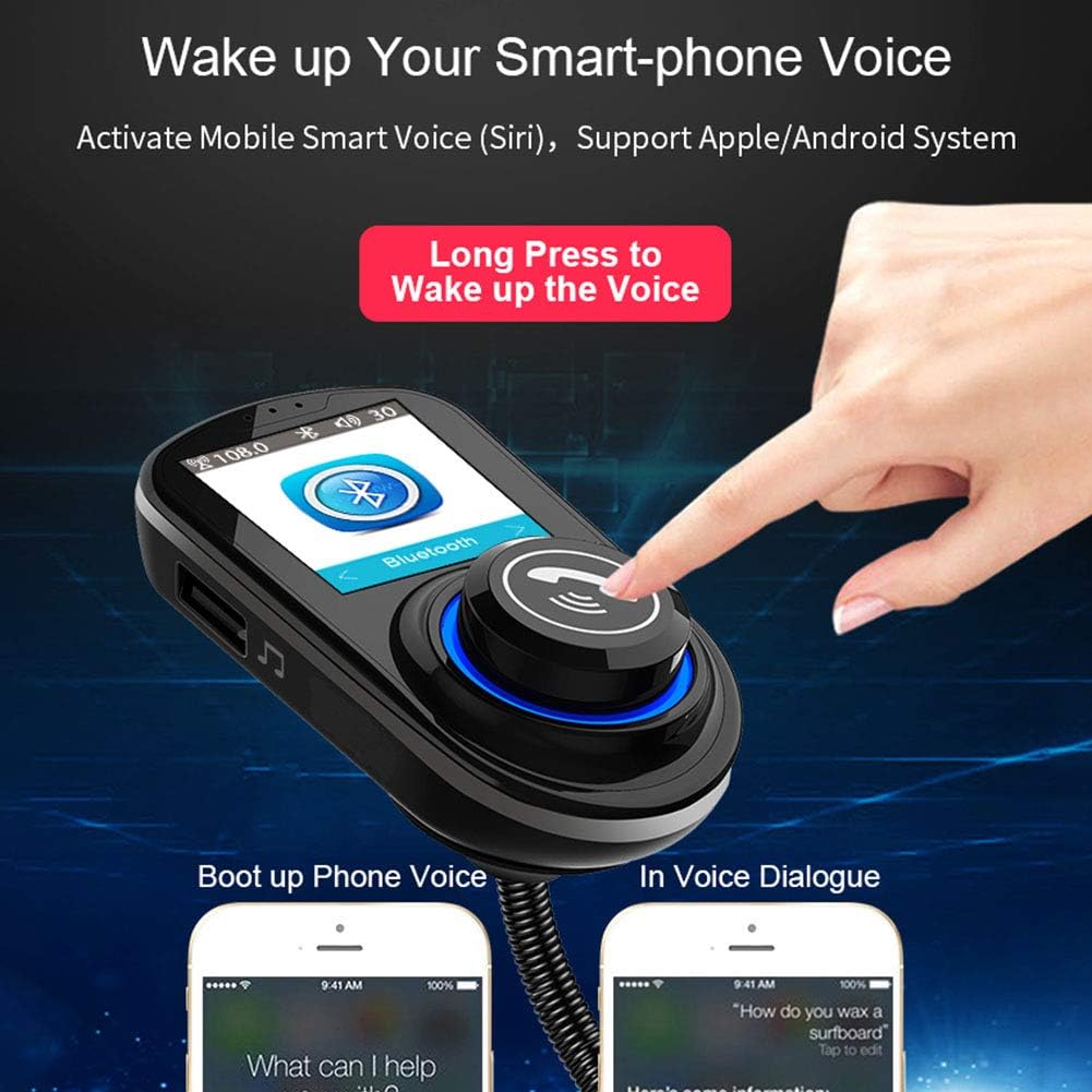WYYHAA Transmisor FM Bluetooth para coche, 1.8 pulgadas pantalla LCD a color QC3.0 cargador de coche inalámbrico manos libres transmisor FM