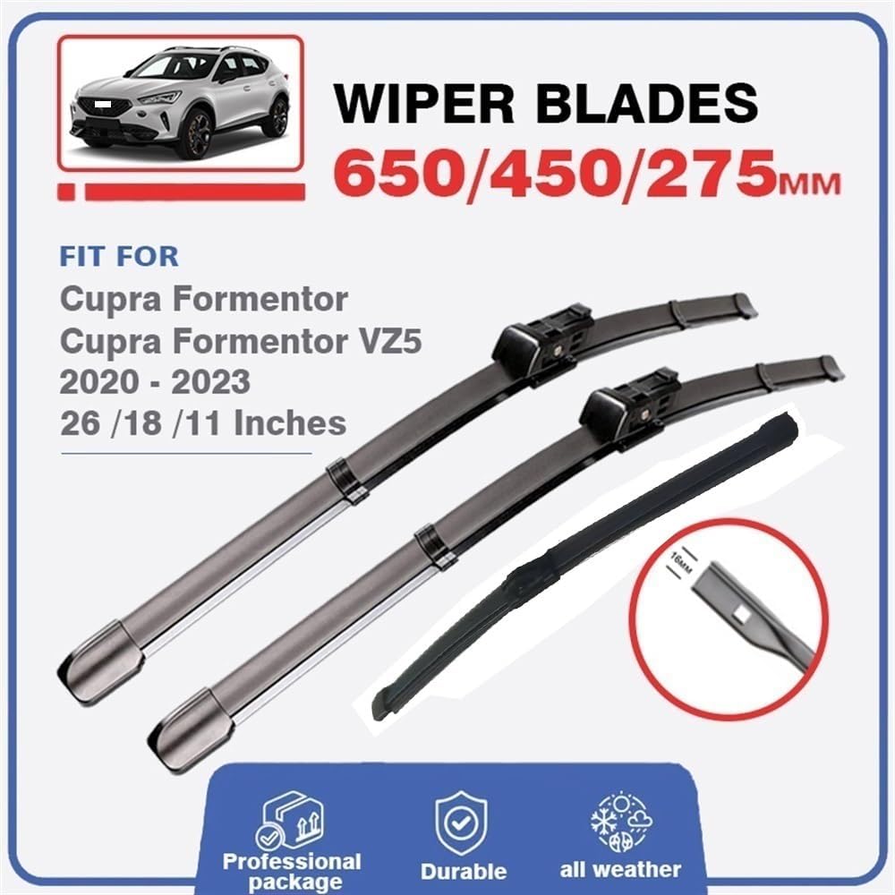Escobillas para limpiaparabrisas delantero y trasero para Cupra Formentor 2020 2021 2022 2023 VZ5 VZ5, limpiaparabrisas, accesorios de automóvil