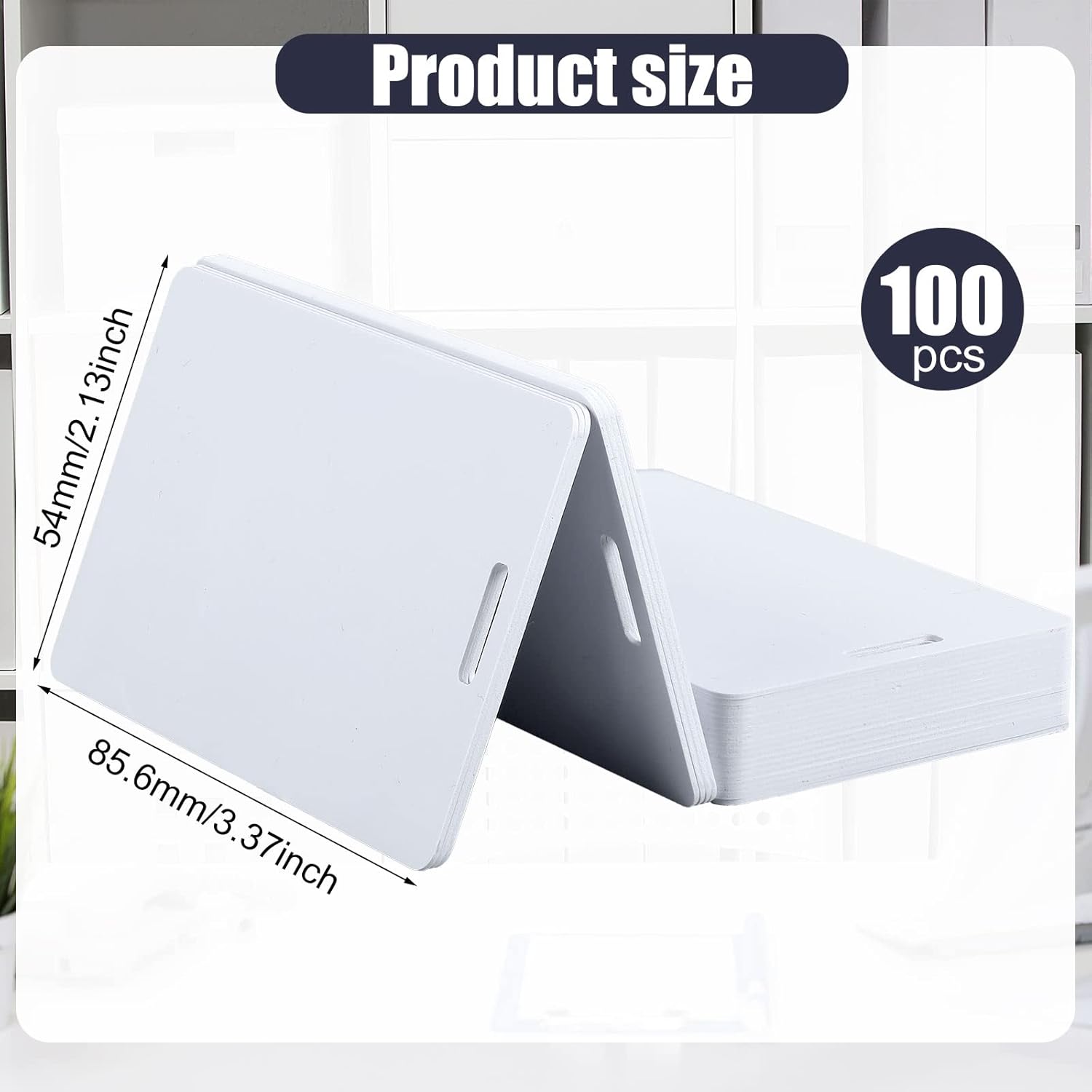 100 tarjetas blancas de PVC con ranura perforadora en ranura vertical lateral corta, tarjetas de crédito en blanco, tarjeta de identificación con