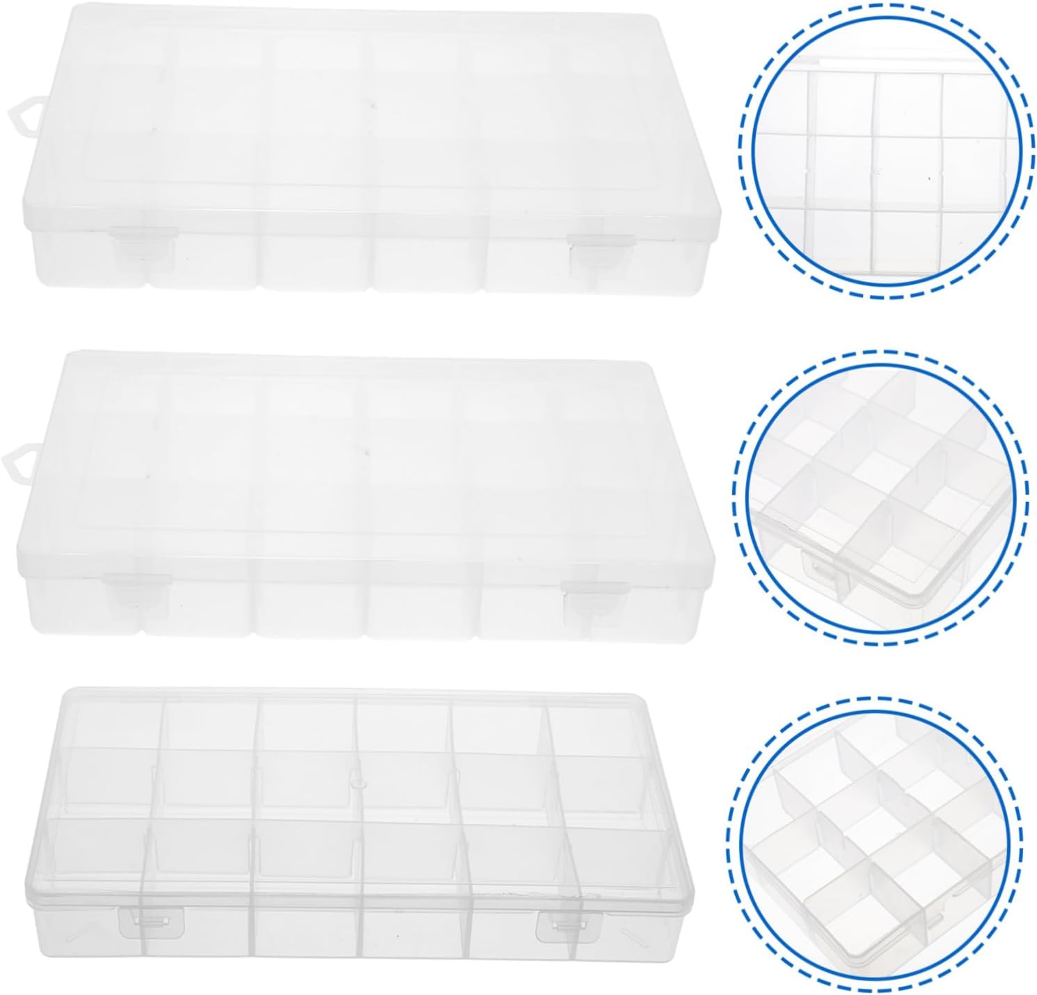 Cabilock Caja de almacenamiento transparente de PP, caja de almacenamiento de cosméticos, organizador de cosas de uñas, contenedor transparente,