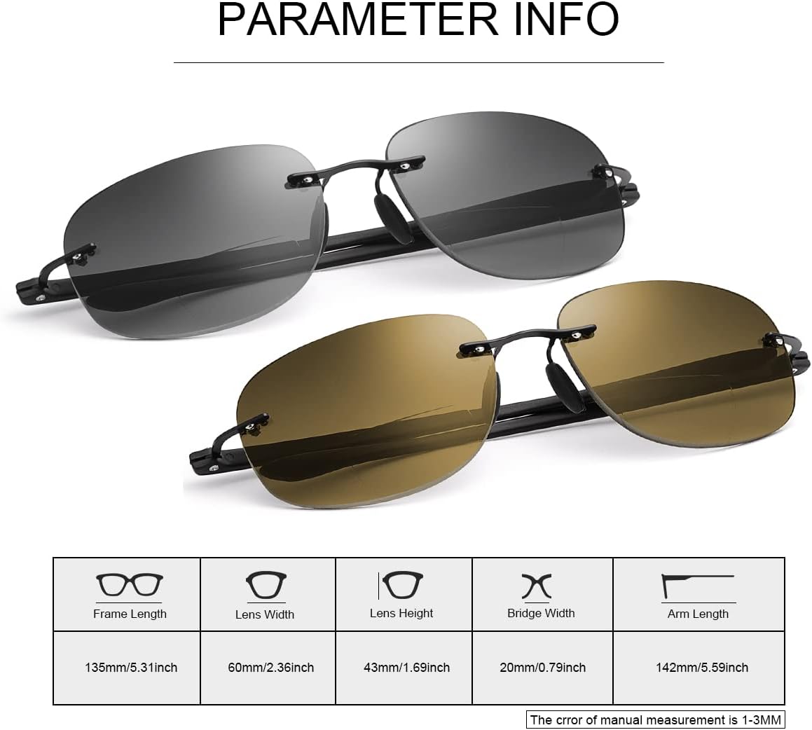 YIMI 2 pares de lentes de lectura bifocales con luz azul, protección UV400, lentes de sol deportivos de doble uso para hombres y mujeres