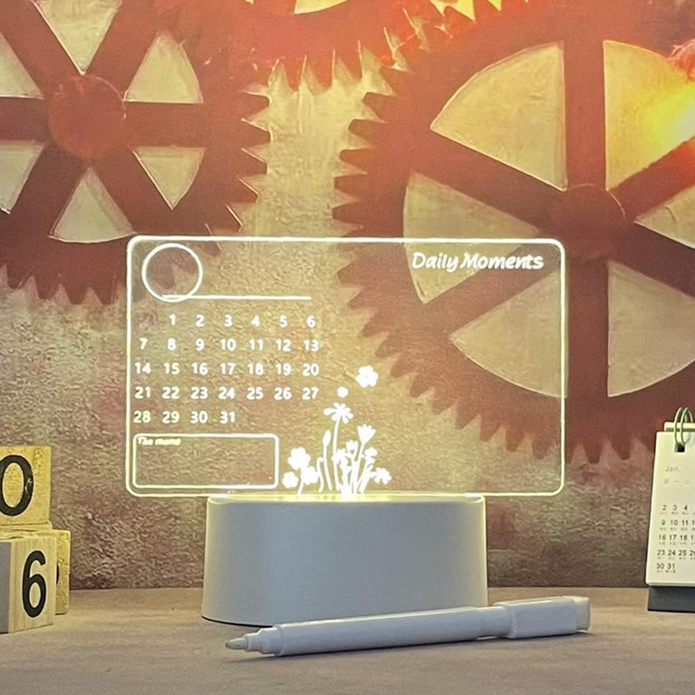 goq Tablero de notas creativo, luz nocturna LED, tablero de mensajes regrabable con bolígrafo, lámpara de noche USB decoración (vertical)