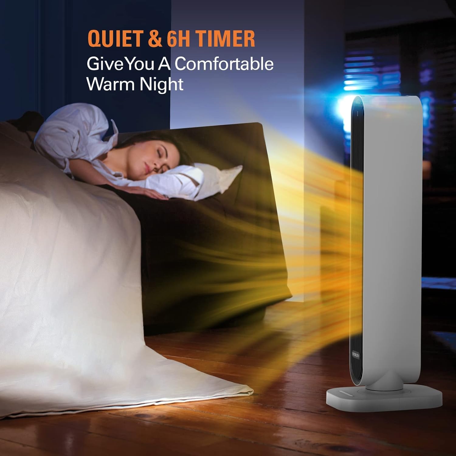 STEALTH Calentador de espacio de 32 pulgadas, calentador eléctrico con ventilador de torre 4 modos, temporizador de 6 horas, seguridad rápida, calor