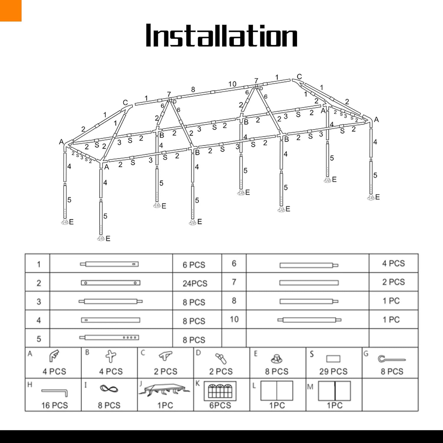 Tienda de campaña para fiestas al aire libre de 10 x 30 pies con toldo blanco y paredes laterales resistente, refugio solar impermeable para