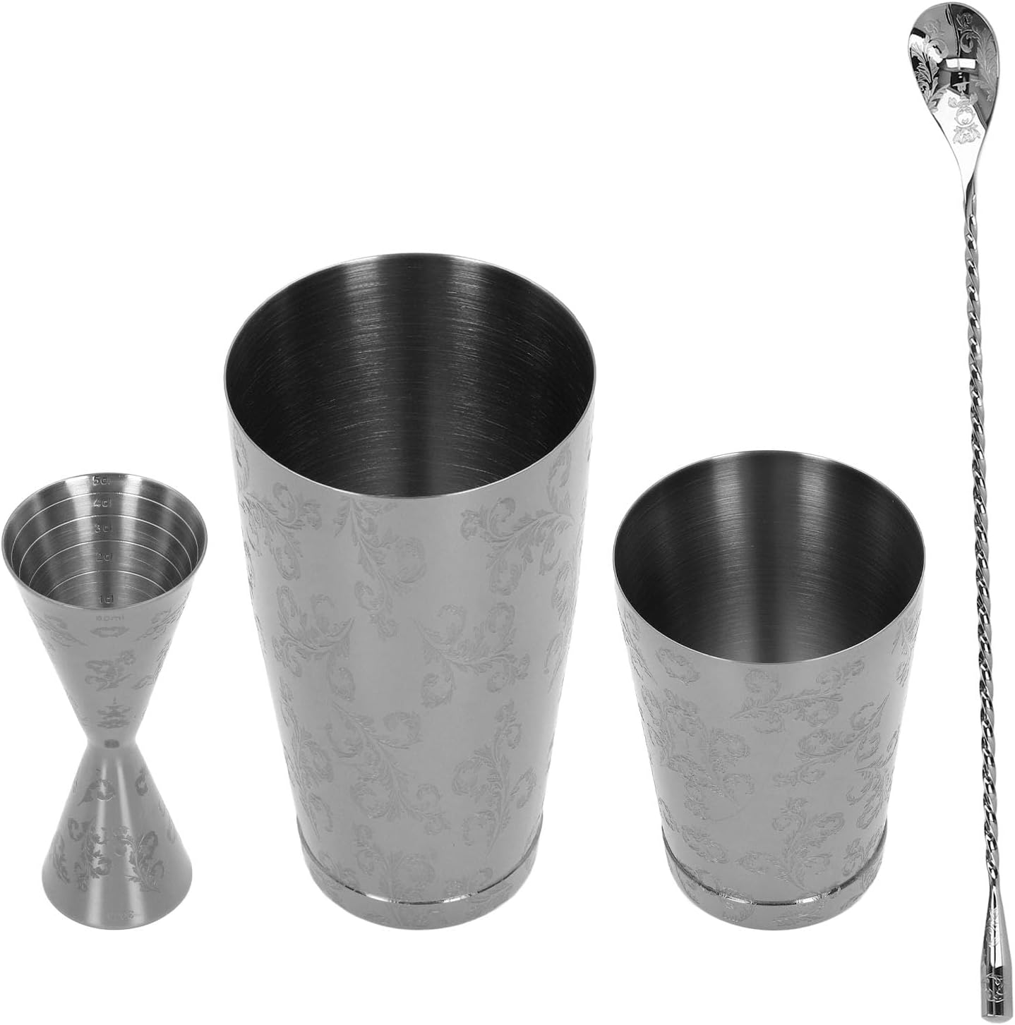 Kit de barman de acero inoxidable Boston Cocktail Shaker Set multifuncional para mezclar bebidas, hogar, bar, fiesta (juego 2)