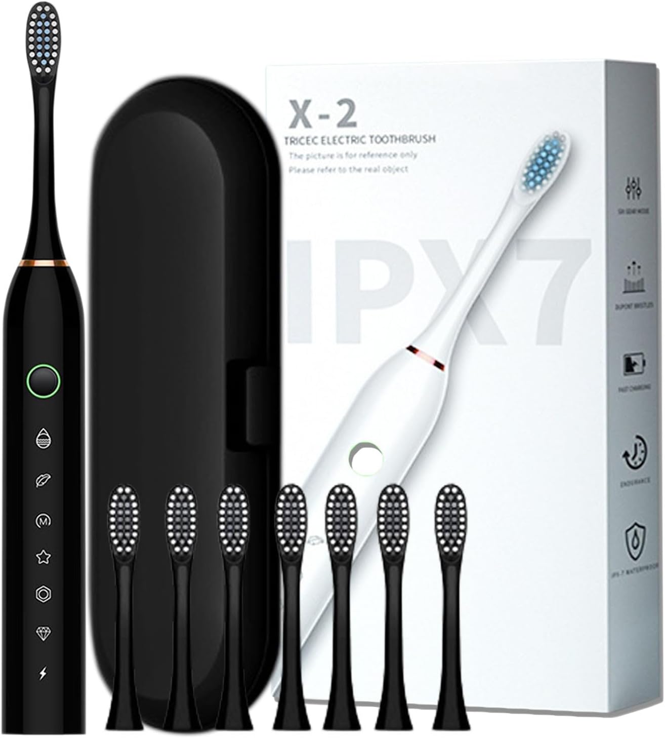 Cepillo de dientes eléctrico para adultos, cepillo de dientes eléctrico con 8 cabezales de cepillo y caja de cepillo de dientes, 6 modos de