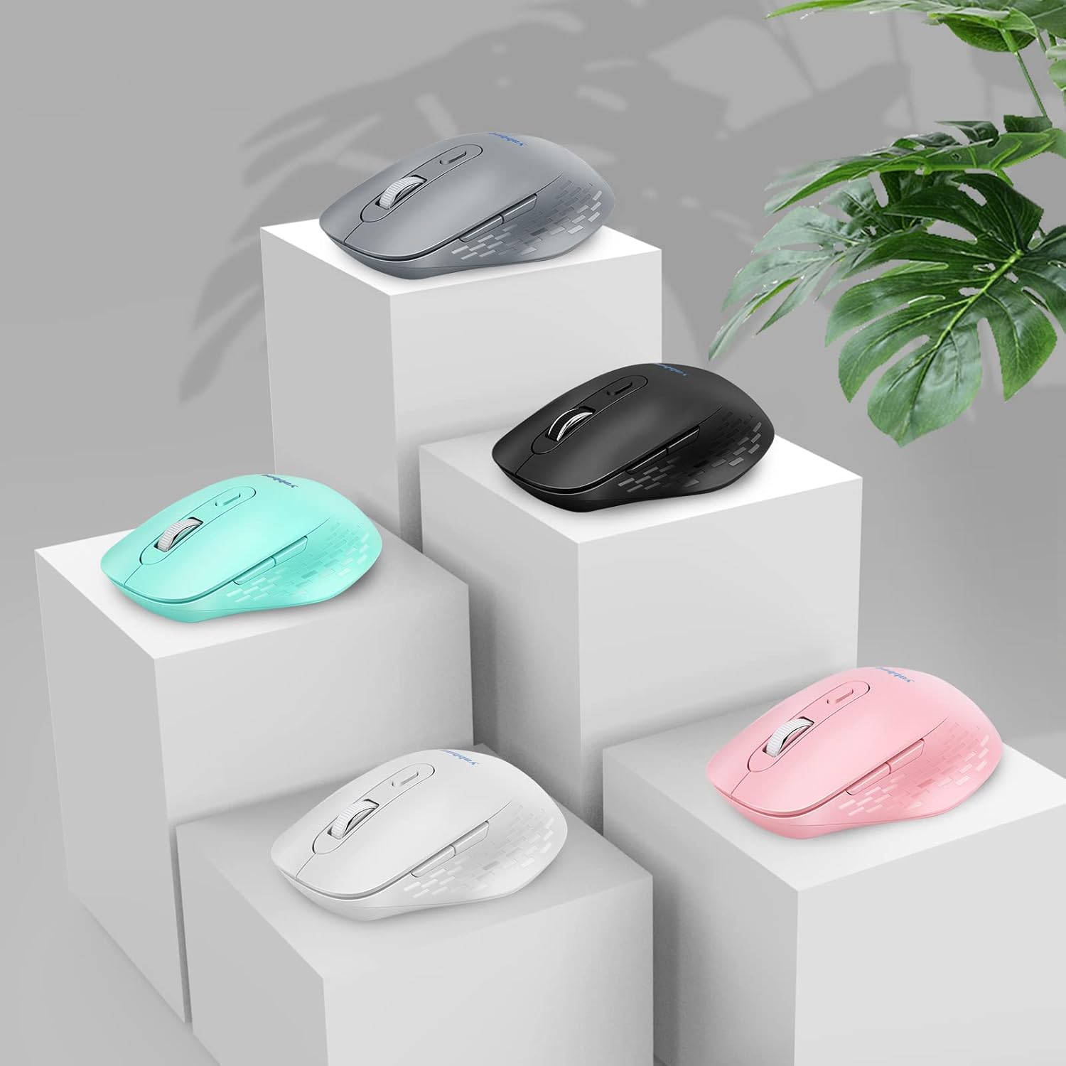 YABBOQ Ratón inalámbrico blanco y negro, versión 2023 2.4G, ratón óptico inalámbrico para computadora, mouse ergonómico de 6 botones, 80012001600